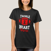 Football Tackle Heart Disease Retro Awareness Red T-Shirt (Vorderseite)