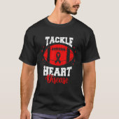 Football Tackle Heart Disease Retro Awareness Red  T-Shirt (Vorderseite)