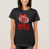 Football Tackle Heart Disease Retro Awareness Red T-Shirt (Vorderseite)