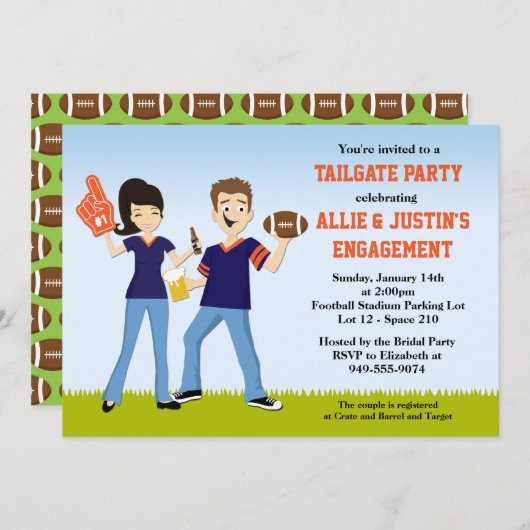 Football-Tailgate-Party Einladung (Vorne/Hinten)