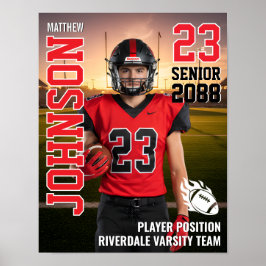 Football Team Senior MVP Player Photo Gift Sports Poster