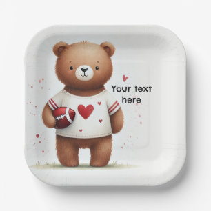 Football Teddy Bear Valentine 1. Geburtstag Pappteller