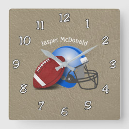 Football Textured Background Foto personalisieren Quadratische Wanduhr