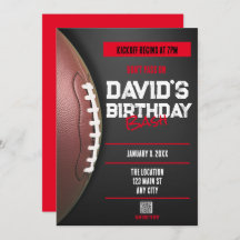 Football Theme QR Code Birthday Invitation