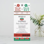 Football Ticket Gender Reveal Baby Shower Einladung (Stehend Vorderseite)