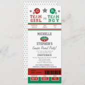 Football Ticket Gender Reveal Baby Shower Einladung (Vorne/Hinten)