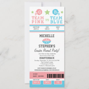 Football Ticket Gender Reveal Baby Shower Einladung