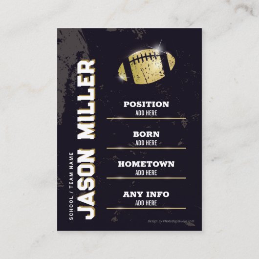 Football Trading Card, Football Player Card Gold Telefonnummerkarte (Rückseite)