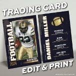 Football Trading Card, Football Player Card Gold Telefonnummerkarte<br><div class="desc">Feiern Sie Ihren Star mit unserer Gold Edition Custom Football Trading Card! Diese Karte ist vollständig anpassbar mit einem Foto,  Statistiken und Leistungen und eignet sich hervorragend für Teamgeschenke,  Preisverleihungen oder persönliche Erinnerungen. LINK ZU GRUPPE: https://www.photodigistudio.com/zazzle-products/football-grunge-trading-card-template</div>