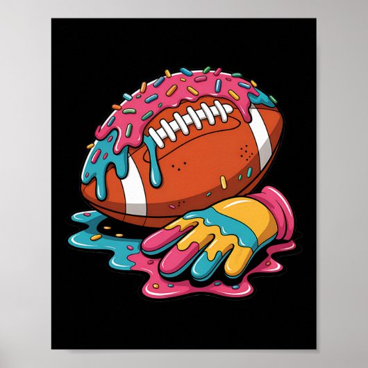 Football Tropfen Wr Lineman Qb Rb Db Ice Cream Foo Poster (Vorne)