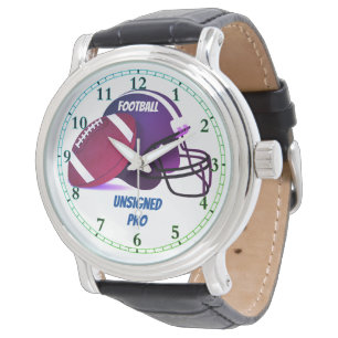 Football Unsigned Pro Vintag Black Leather Watch Armbanduhr