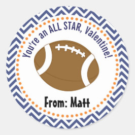 Football Valentines School Personalisiert Name Runder Aufkleber