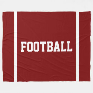 FOOTBALL Vintage Roter Weißer Text Endzone Streife Fleecedecke