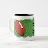 Football with Artistic Image of Grass Personalize Zweifarbige Tasse (Vorderseite Links)