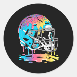 Footballhelm-Eiscreme-tropfender-Footballspieler Runder Aufkleber