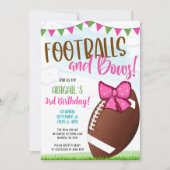 Footballs and Bows Party Invite Einladung (Vorderseite)