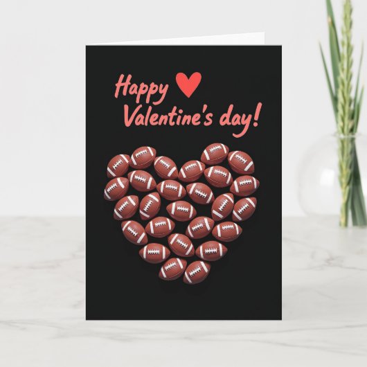 Footballs Form Heart Valentines Card Karte (Vorderseite)