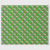 Footballs Hut & Schneeflocken Grün Geschenkpapier (Flach)