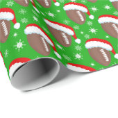 Footballs Hut & Schneeflocken Grün Geschenkpapier (Rolleneckpunkt)