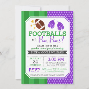 Footballs oder Pom Poms Lila Gender Reveal Party Einladung