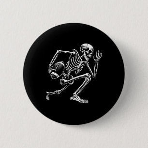 Footbyll Skeletts Playing Footbyll Halloween Skull Button