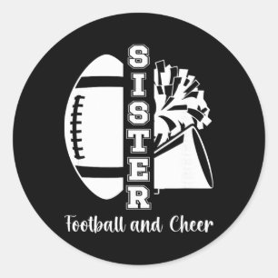 Footll And Cheer Schwester Cheerleading Und Footll Runder Aufkleber