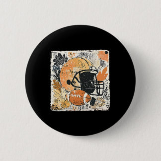 Footll Mama Boho Floral Fall Touchdown Season Game Button