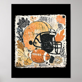 Footll Mama Boho Floral Fall Touchdown Season Game Poster