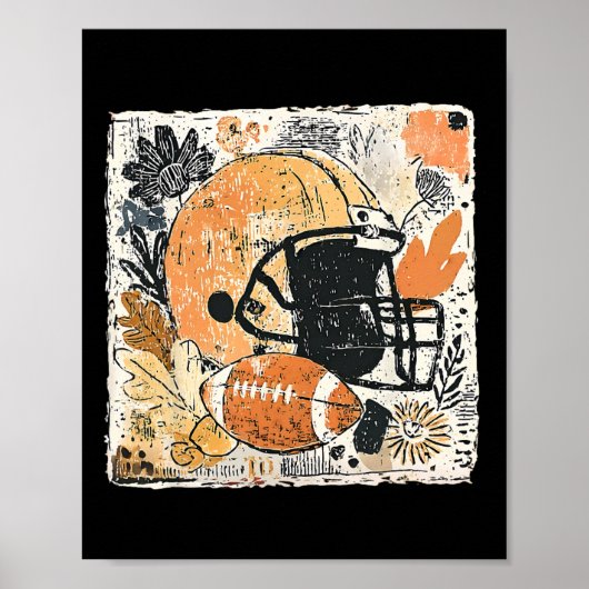 Footll Mama Boho Floral Fall Touchdown Season Game Poster (Vorne)