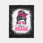 Footll Messy Bun Mama Cheer Coach Brustkrebs Ble Fleecedecke (Vorderseite)