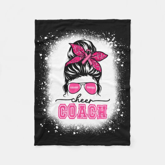 Footll Messy Bun Mama Cheer Coach Brustkrebs Ble Fleecedecke (Vorderseite)