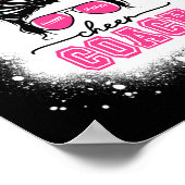 Footll Messy Bun Mama Cheer Coach Brustkrebs Ble Poster (Ecke)