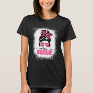 Footll Messy Bun Mama Cheer Coach Brustkrebs Ble T-Shirt