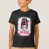 Footll Messy Bun Mama Cheer Coach Brustkrebs Ble T-Shirt (Vorderseite)