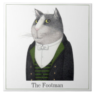 FOOTMAN CAT 6" Square Keramik Tile + Text Fliese