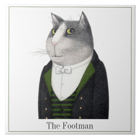 FOOTMAN CAT 6" Square Keramik Tile + Text Fliese (Vorderseite)