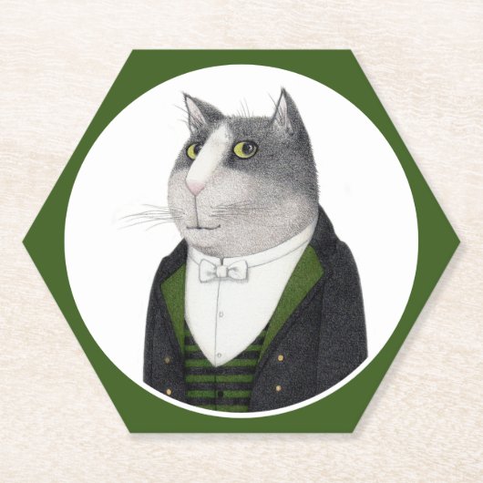 FOOTMAN CAT Hexagon Paper Untersetzer (Vorderseite)