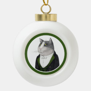 FOOTMAN CAT Keramik Ball Ornament