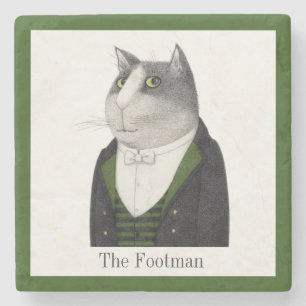 FOOTMAN CAT Marmorstein Untersetzer + Text