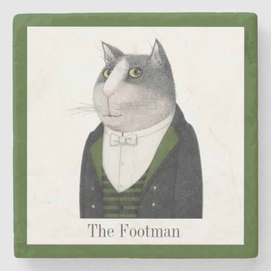 FOOTMAN CAT Marmorstein Untersetzer + Text (Vorderseite)