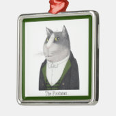 FOOTMAN CAT Premium Square Ornament + Text Aus Metall (Links)