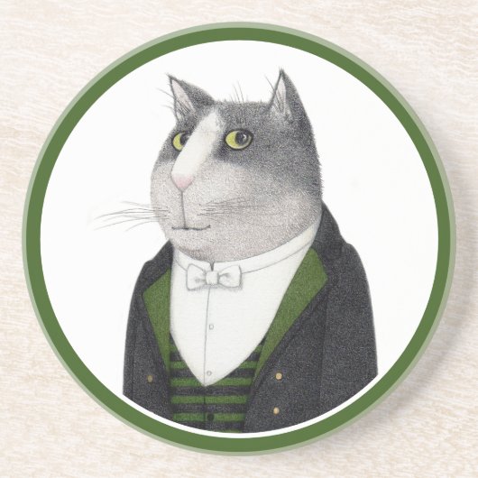 FOOTMAN CAT Round Sandstone Untersetzer (Vorne)