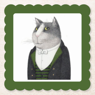 FOOTMAN CAT Scalloped Square Paper Untersetzer