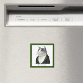 FOOTMAN CAT Square Magnet + Text (In Situ (Geschirrspüler))