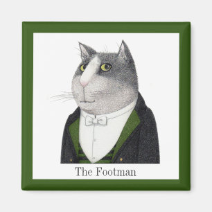 FOOTMAN CAT Square Magnet + Text