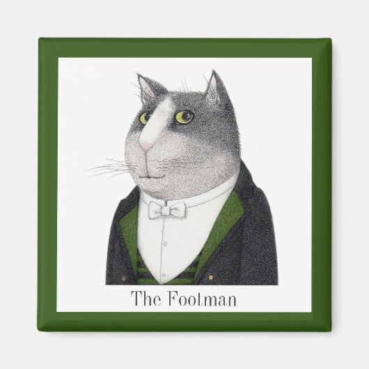 FOOTMAN CAT Square Magnet + Text (Vorne)