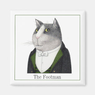 FOOTMAN CAT Square Magnet + Text II