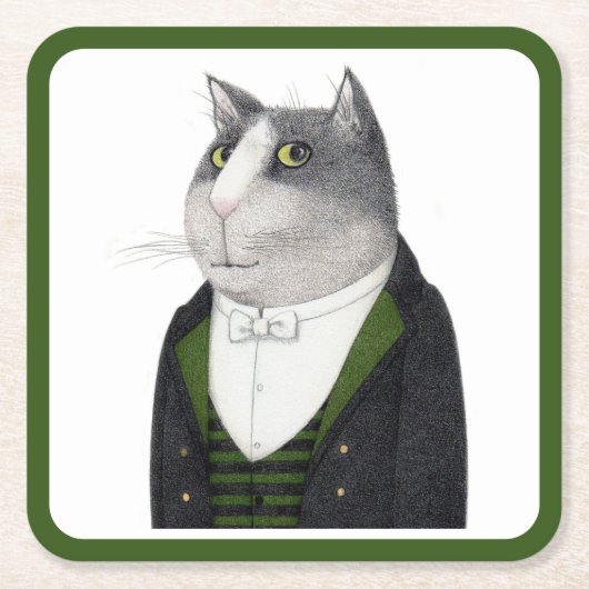 FOOTMAN CAT Square Paper Untersetzer (Vorderseite)