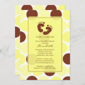 Footprint Baby Dusche Einladung Gelbe Polka Punkte (Vorne/Hinten)
