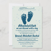 Footprint Neugeborener Baby Boy Muslim Aqiqah Einladung (Vorderseite)